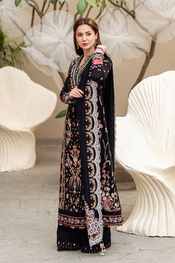 Qline - 3PC LAWN EMBROIDERED SHIRT WITH JACQUARD WEAVED EMBROIDERED DUPATTA AND COTTON TROUSER \ 1073