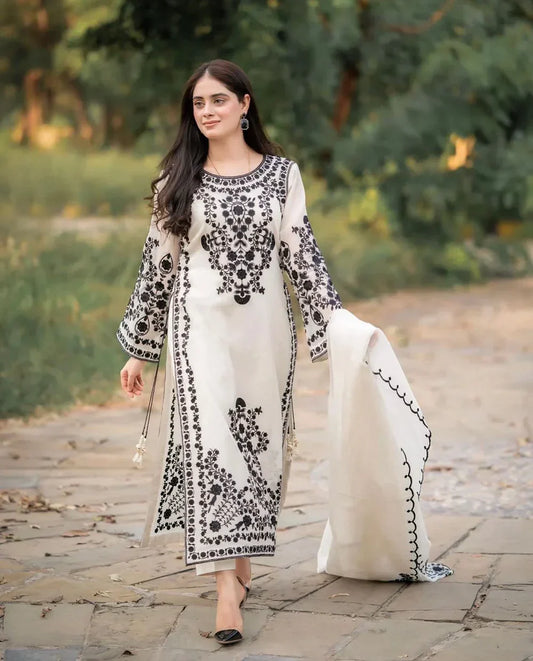 Embroidered Luxury Lawn Unstitched 3Pc | 1012